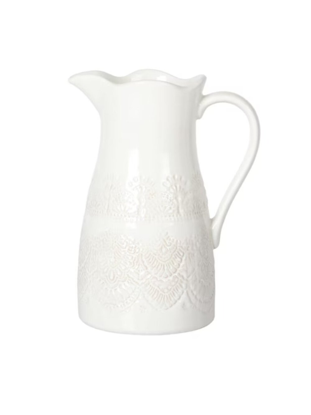 The Pioneer Woman Home White 9 Inch Vintage Lace 2 Qt Stoneware Ceramic Pitcher